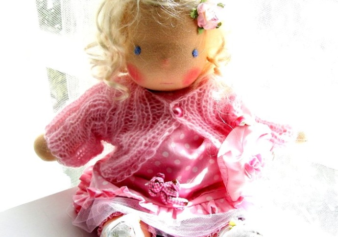 Waldorf doll, Pink outfit by Louie Louie Bebe
