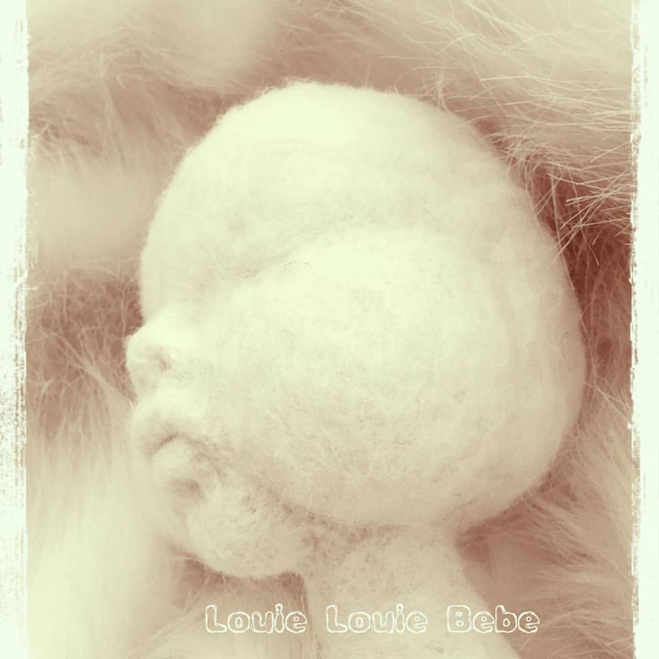 Needle Felted Sculptured Doll Face By Louie Louie Bebe